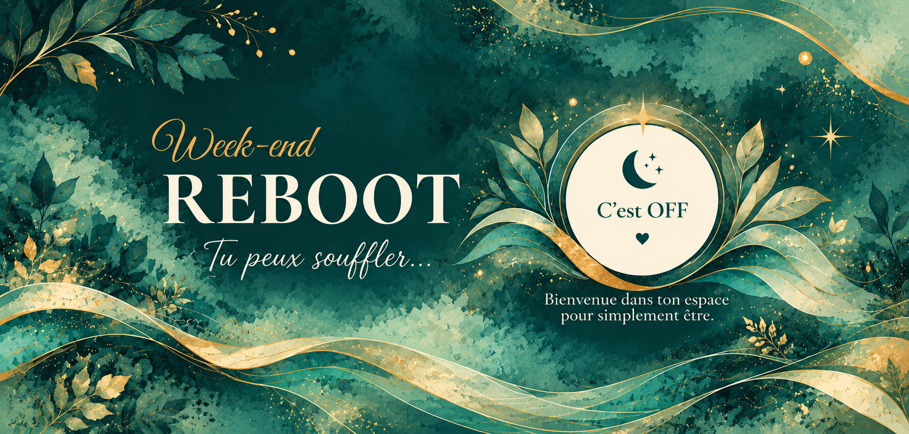 Week-end REBOOT : C’est OFF. Tu peux souffler. Bienvenue dans ton espace pour simplement être.